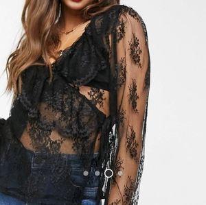 ASOS Design Lace Wrap Top - US 14 NWT